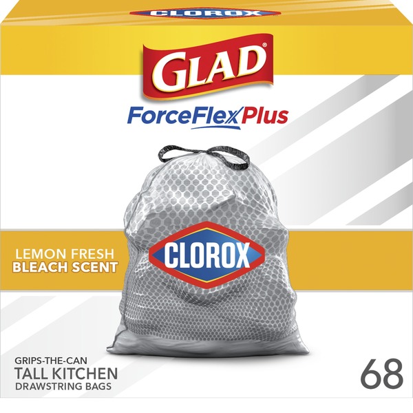 Glad with Clorox® Tall Kitchen Quick-Tie Bags Lemon Fresh Bleach Scent
