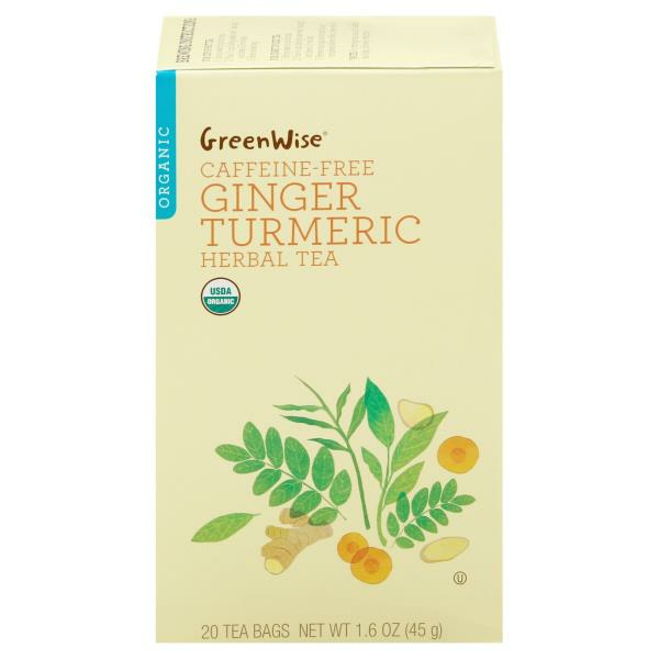 Greenwise Herbal Tea Organic Caffeine Free Ginger Turmeric Bags