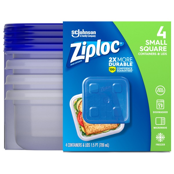 Ziploc Container, Small Square - 40 oz - 4 Count (Pack of 1) 