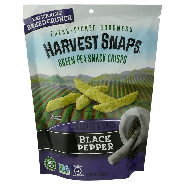 Harvest Snaps Green Pea Snack Crisps, Black Pepper, Cracked & Spicy