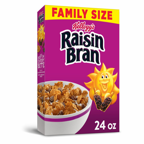 Kellogg’s Raisin Bran Breakfast Cereal, High Fiber Cereal, Made with ...