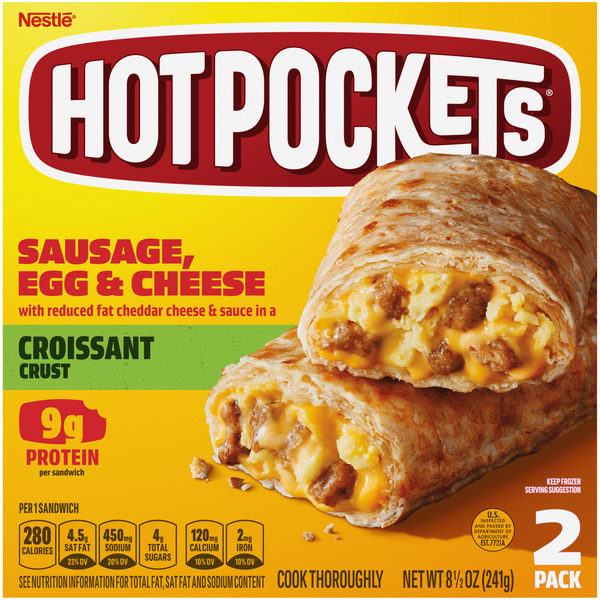 Hot Pockets Sausage Egg & Cheese Croissant Crust Frozen Sandwiches - Shop  Sandwiches at H-E-B