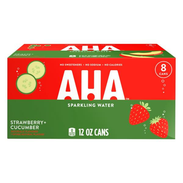 AHA Lime and Watermelon Sparkling Water, 12 fl oz, 8 Cans 