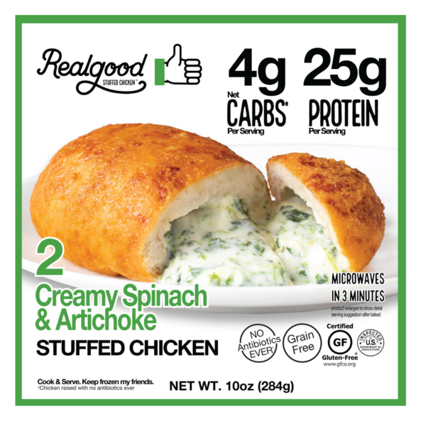 Realgood Foods Co. Stuffed Chicken, Creamy Spinach & Artichoke 2