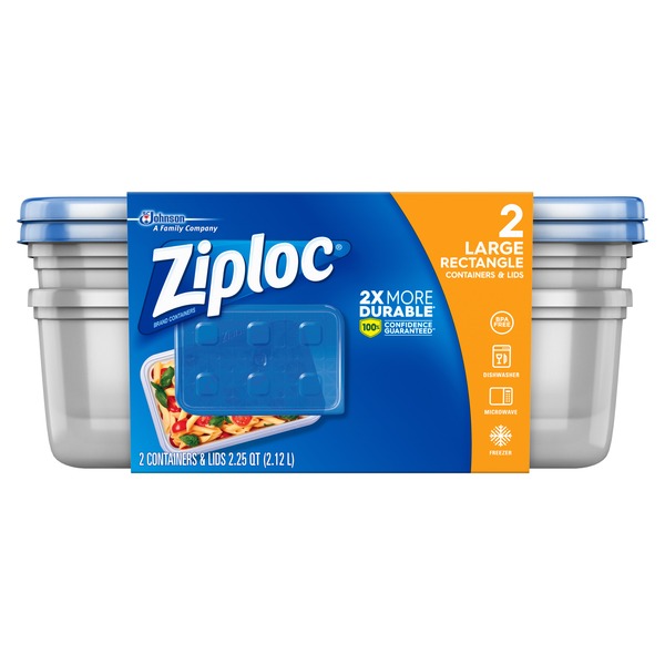 Ziploc Brand Holiday Food Storage Containers, Large Rectangle, 2
