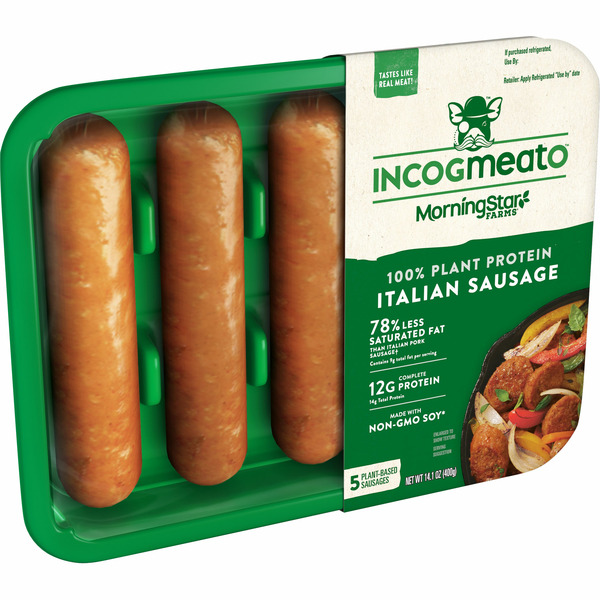 MorningStar Farms Incogmeato Meatless Italian Sausage, Vegan Plant-Based