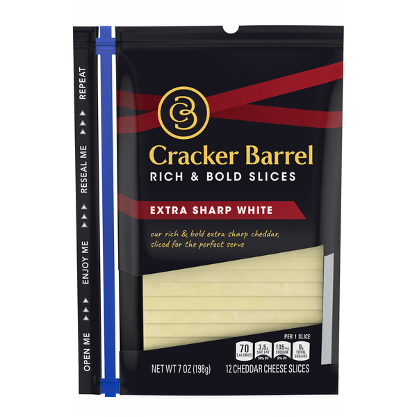 Cracker Barrel Extra Sharp White Cheddar Cheese Slices | The Loaded ...