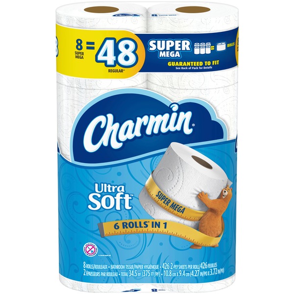 Charmin Soft Toilet Paper, Super Mega Rolls, 8ct The Loaded Kitchen