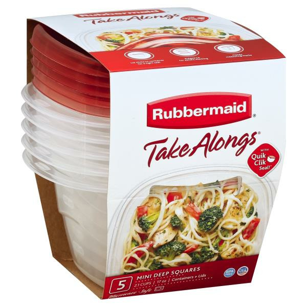 Rubbermaid Containers + Lids, Mini Deep Squares 2.1 Cups - 5 containers
